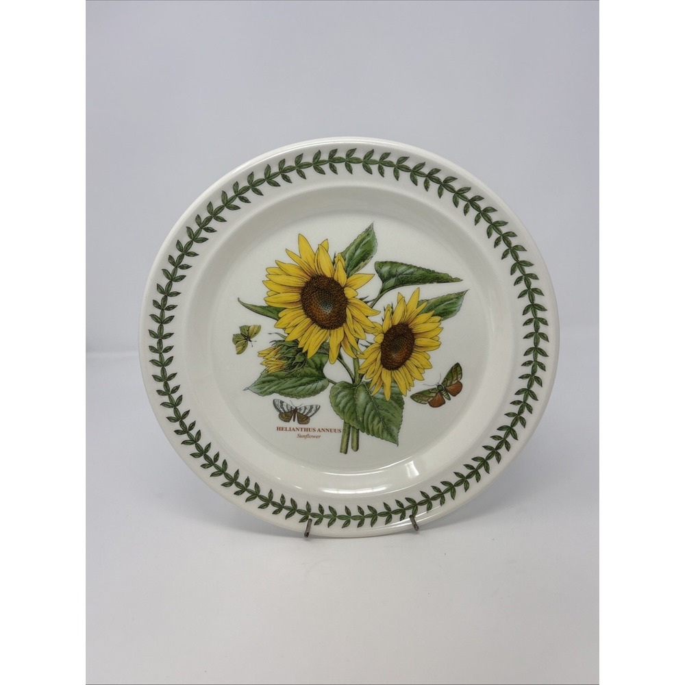 Portmeirion Botanic Garden Sunflower Motif Dinner Plate 10 inch Leaf Boarder